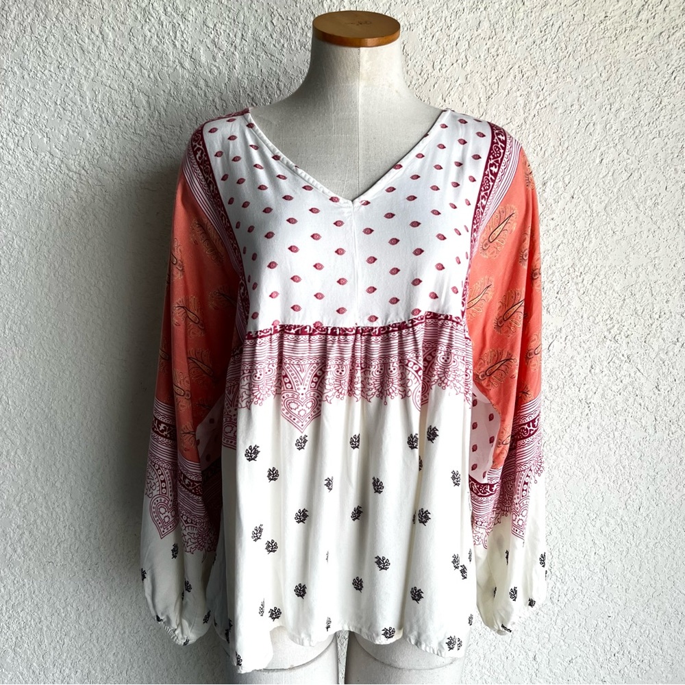 Sundance  Tunic Peasant Large Orange Beige